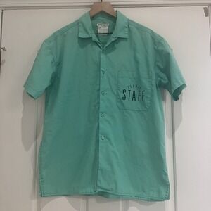 VTG Rare Esprit Staff Sport Button Short Sleeve Shirt L Teal Pocket 100% Cotton